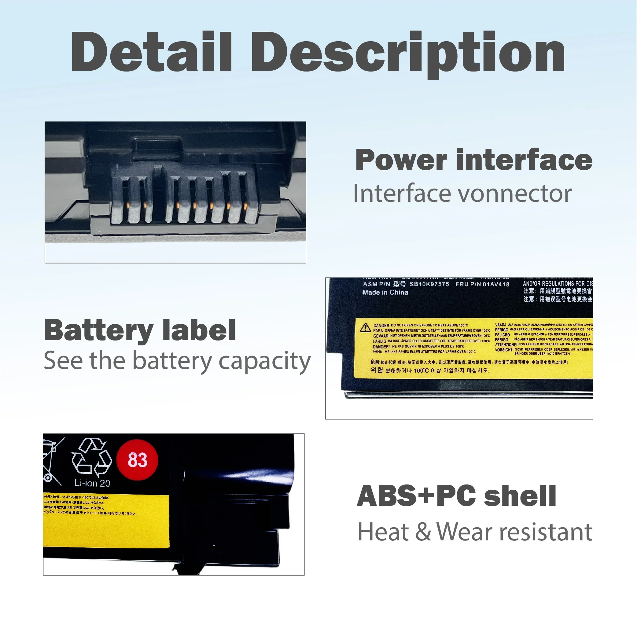 SWZY 01AV418   Laptop Battery for Lenovo E570 E575 E570C SB10K97572 TP00084A Notebook Battery 14.6V 2200mah
