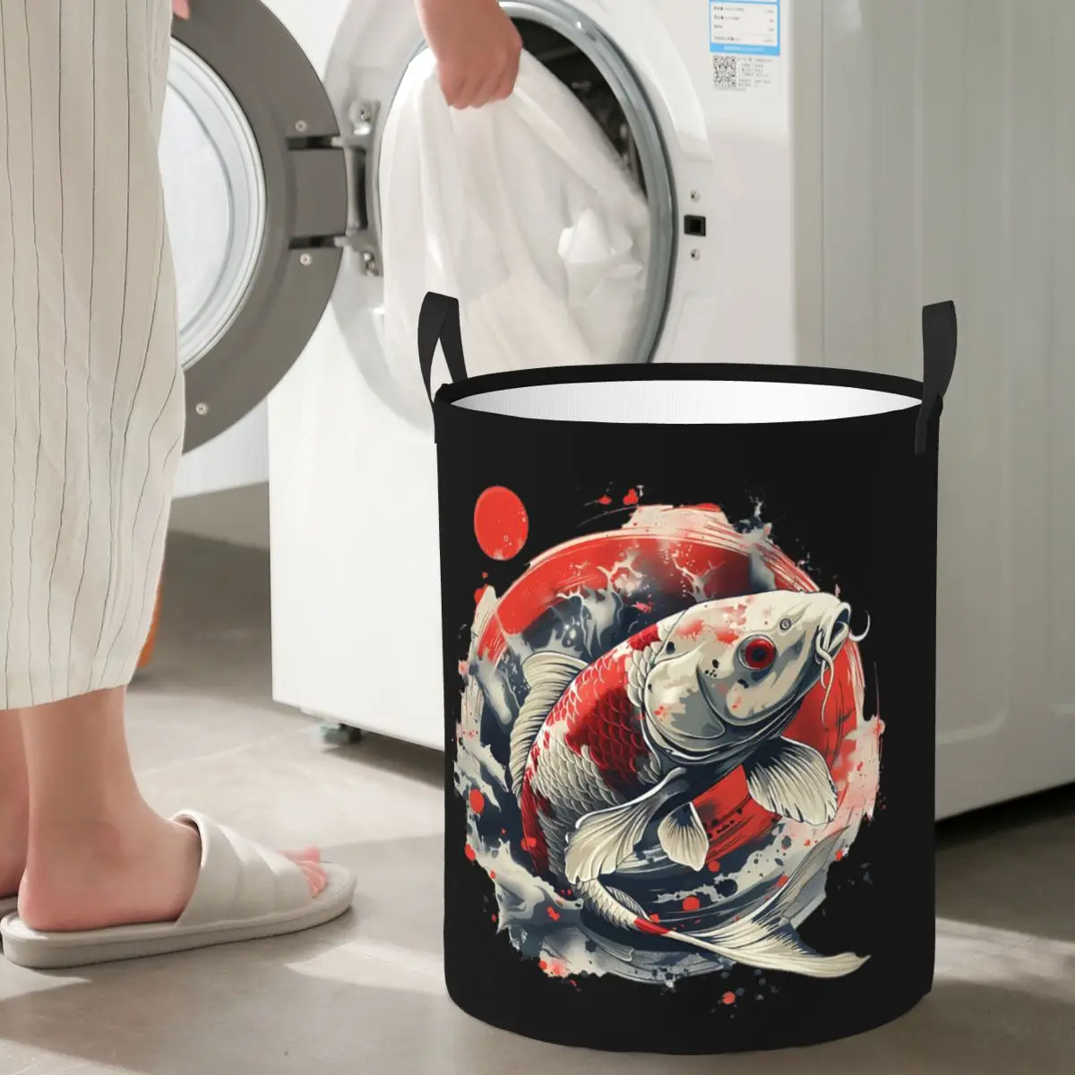 

Koi Rising Folding Laundry Baskets Dirty Clothes Toys Storage Basket Home Organizer Bag