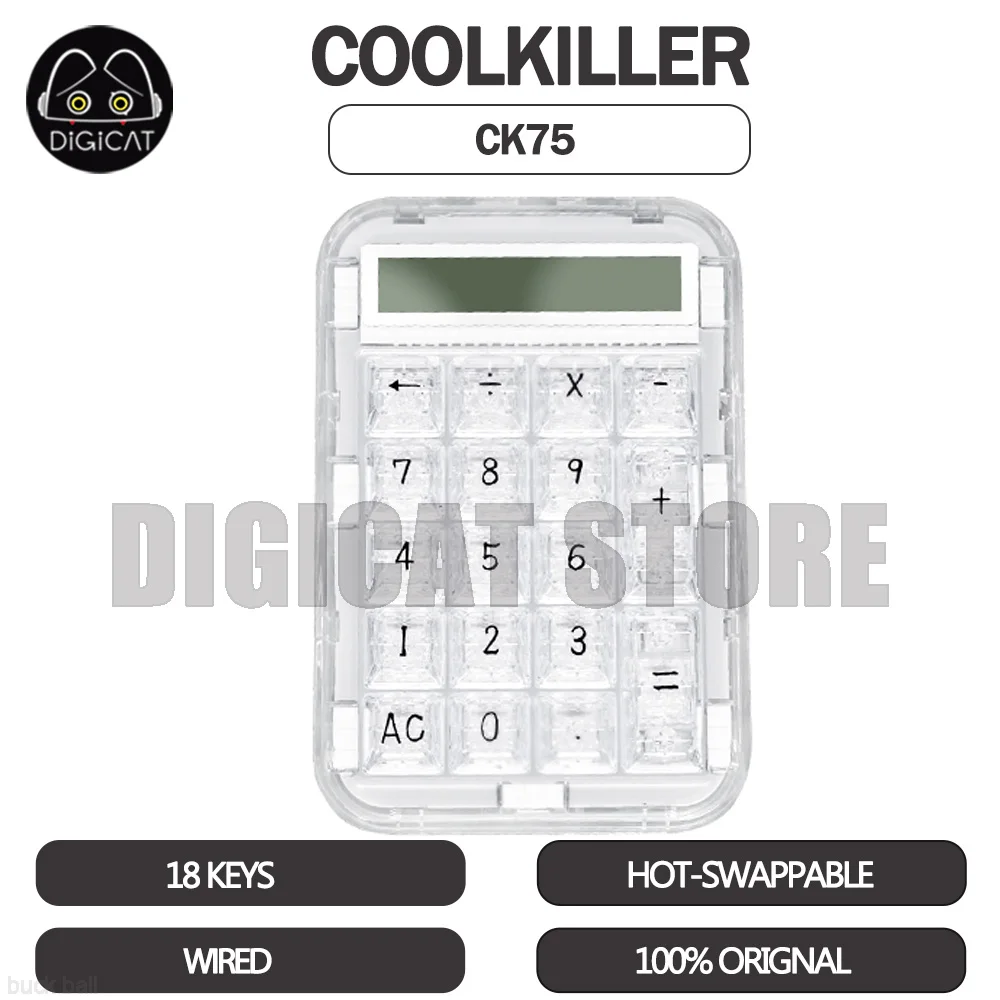 

Coolkiller CK75 Polar Bear Mini Number Keypad 2 Mode Wired Transparent Calculators Hot Swap LED Mechanical Keypad Accessory PC