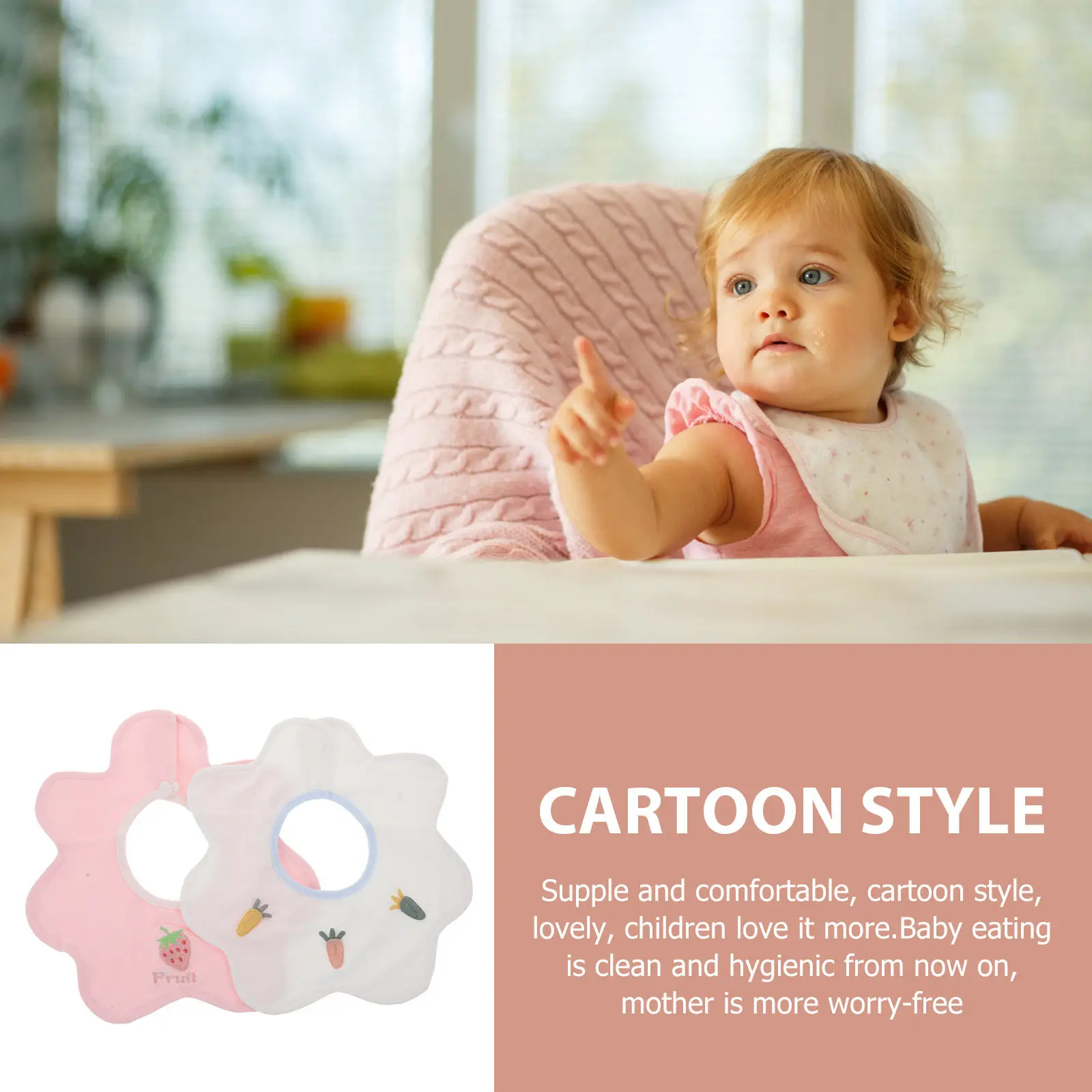 

2Pcs Waterproof Baby Bibs Soft Cotton Newborn Feeding Bibs Saliva Absorbent Drool Towels for Infants Toddlers Mealtime