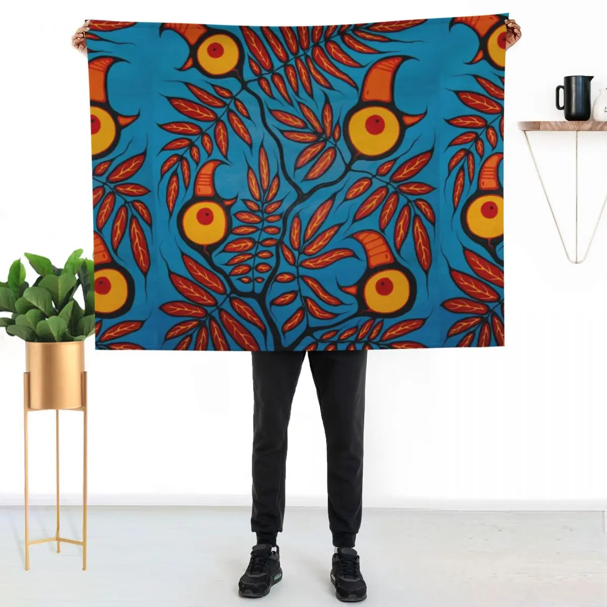 

Thunderbird Tobacco Throw Blanket Faux Fur Soft Warm Blanket for Bed