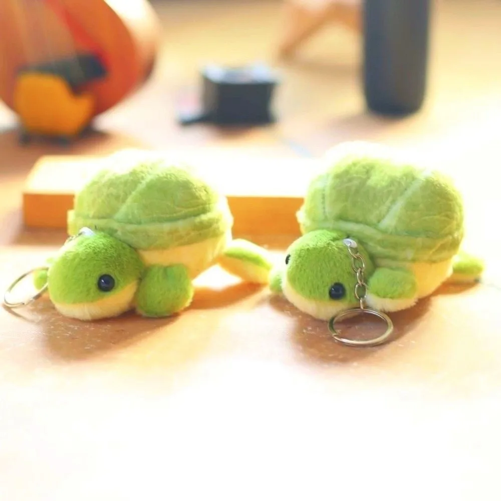 Vegetable Texture Purtle Plush Keychain Animal Cotton Plush Turtle Key Ring Cartoon Soft Green Turtle Doll Key Ring Bag Pendant