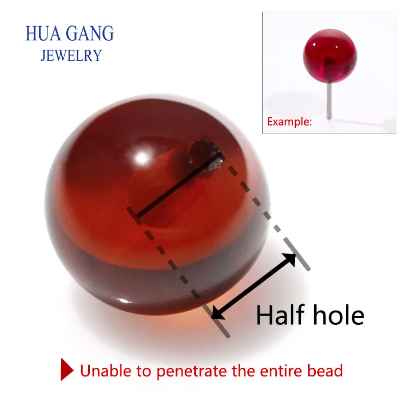 Synthetic gems Corundum 5# Round ball Ruby Perforated bead  Red for Jewelry Making view 5