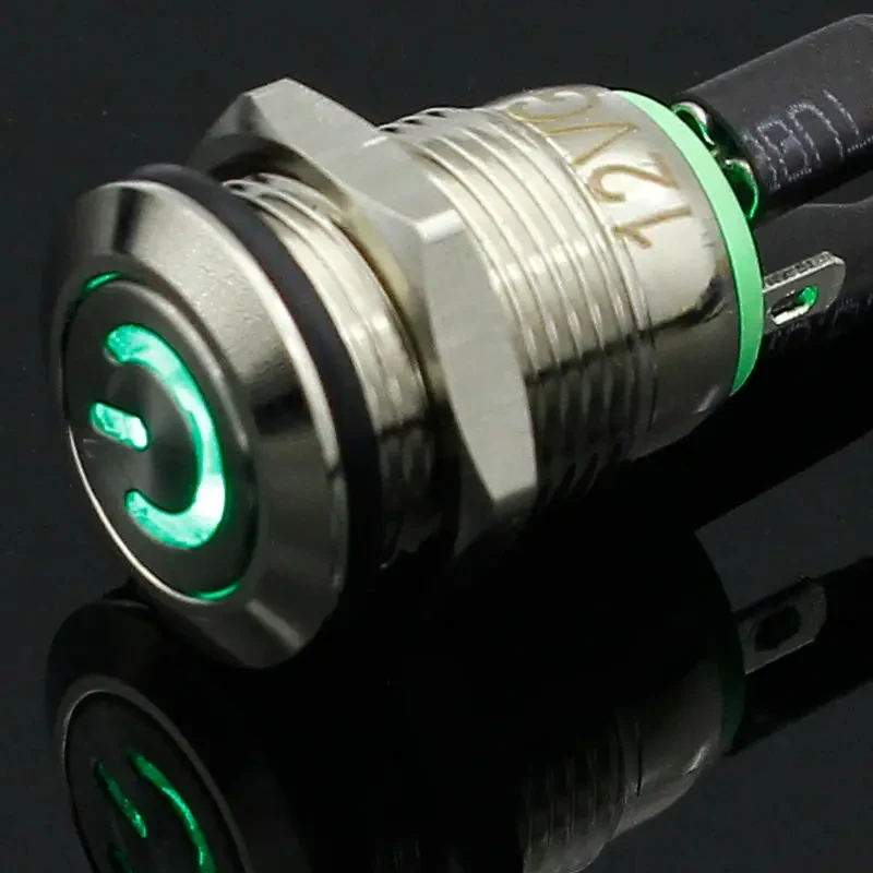 1PC 12mm 3V 5V 12V 220V Angel Eye Aluminium Metall LED Power Push Button schalter Selbst-reset Metall Schalter Normalerweise Öffnen