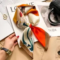 Silk Square Scarf Women Luxury Floral Print Kerchief Soft Satin Hairband Hands Bag Ribbon Foulard Hijab Neckerchief Headband - Image 6