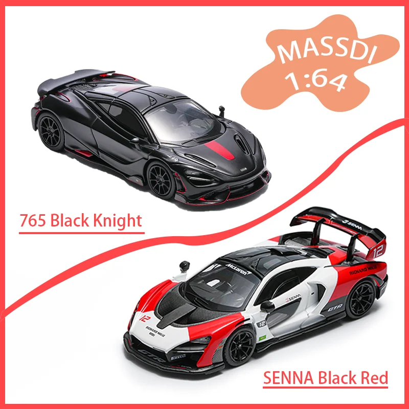 Massdi 1:64 Scale 765 Black Knight/SENNA Red Alloy Car Model Adult Classic Collection Display Ornament Gift