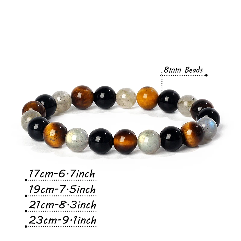 Tiger Eye Obsidian Moonstone Beads Bracelets for Women Hematite Labradorite Opal Health Protection Bracelets Men Balance Jewelry