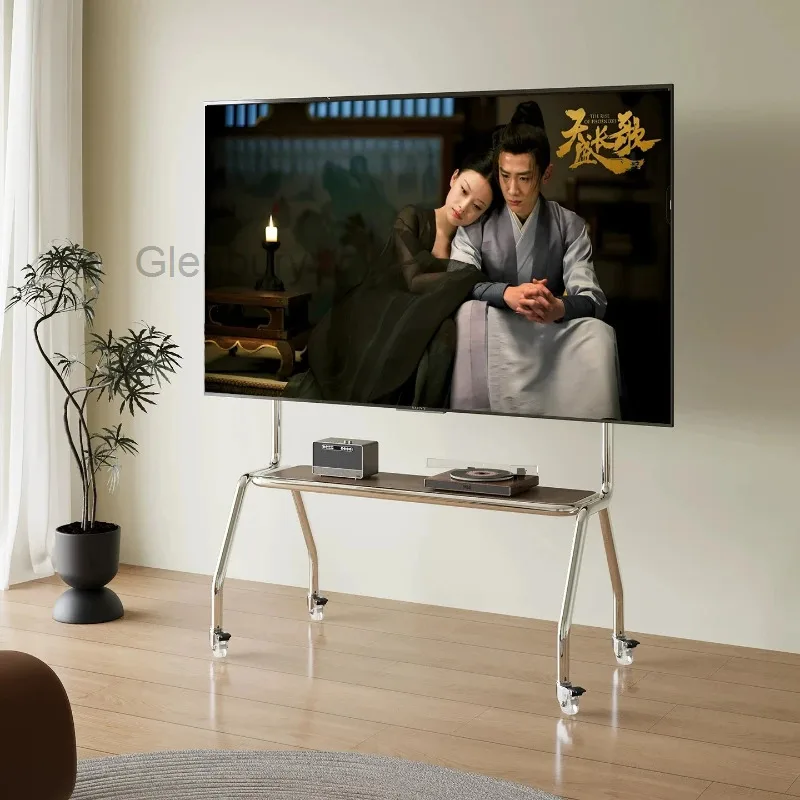 Movable Bracket Stainless Steel Household Wheel Cart Bedroom Living Room Vertical Floor Adaptation 32-65 55-85 Inches TV Stands