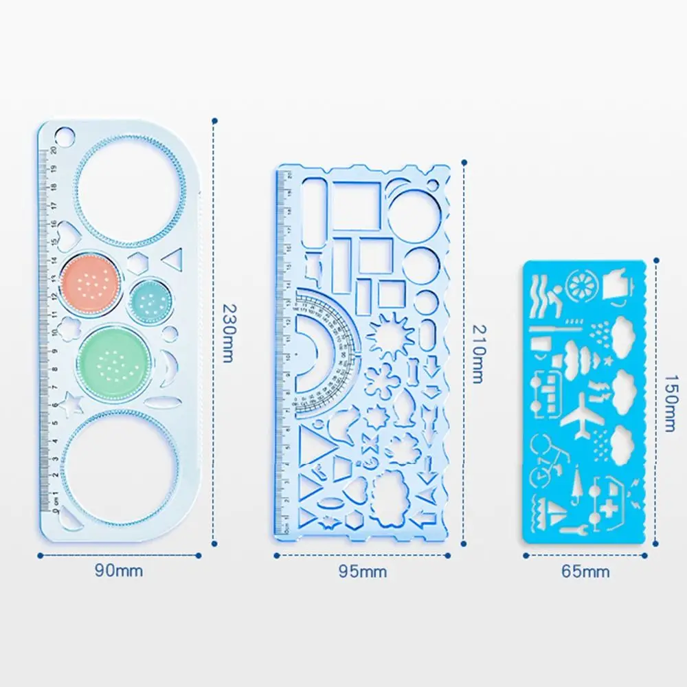 7 pz/set Durevole Plastica Multi-fiore Righello Trasparente Design Geometrico Righello di Misura Multi-funzionale Disegno Righello Ritorno A Scuola