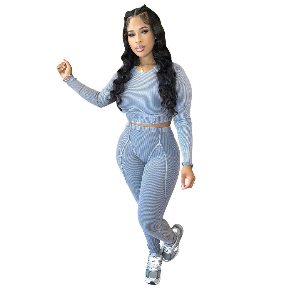 Autumn Outfits Streetwear Jumpsuit Women Long Sleeve Bodycon Rompers Jumpsuit Gray Soild Elastic Fitness One-piece Overalls 2023