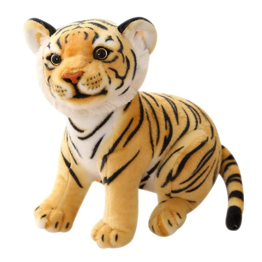 Juguete de peluche de tigre para niños, Animal de peluche de gato, lindo y realista, 27CM, amarillo