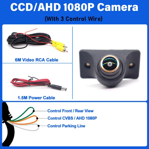 Камера заднего вида AHD1080P (боковая, задняя и передняя) с функцией ночного видения Full HD и объективом «рыбий глаз» для автомобиля