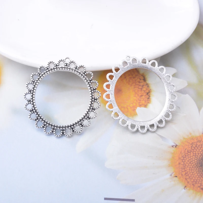 10 Stück Vintage-Stil Antiksilberfarbene Mond-Fächer-Anhänger Metall Runde Anhänger DIY Ohrringe Damen Schmuck – Detail 9