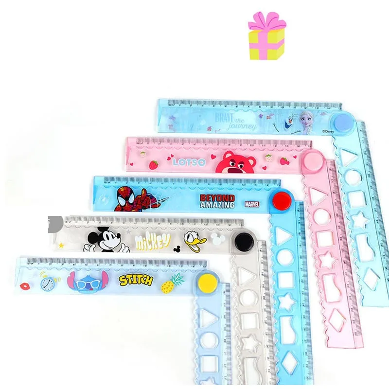 20pcs/lot Disney Stitch Mickey Foldable Bookmark Ruler Princess Book Mark Office School Office Supplies Stationery Gift