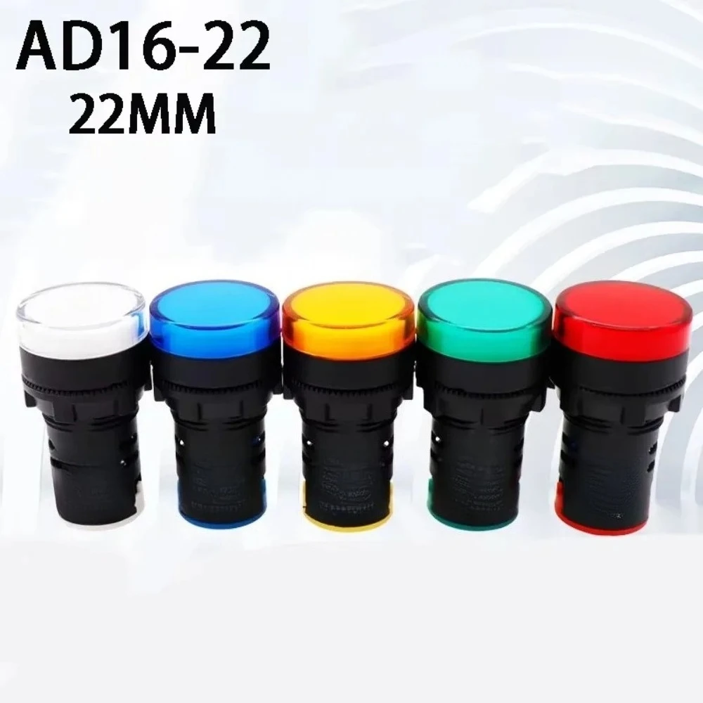 

Indicador potencia LED para montaje en Panel, lámpara luz señal piloto, 12V, 24V, 220V, 380V, 22mm, 1 ud.
