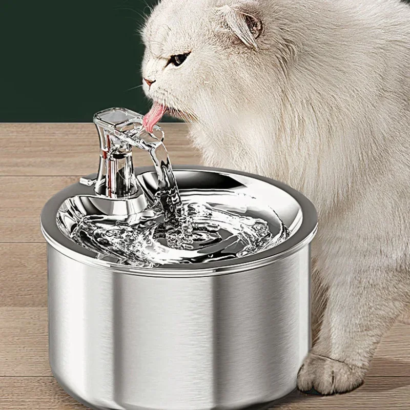 Stainless Steel Pet Water Fountain Automatic Pet Water Dispenser Pet Drinking Fountain Auto Drinker EU Plug