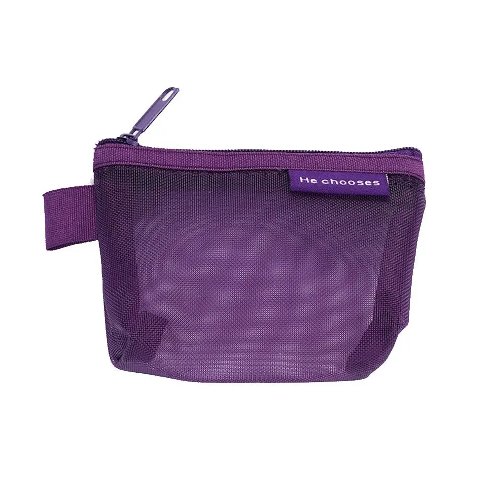 Sac à cosmétiques en maille transparente pour rouge à lèvres, sac de rangement pour petits articles, câble de données, mini porte-monnaie, sac de rangement pour serviettes hygiéniques