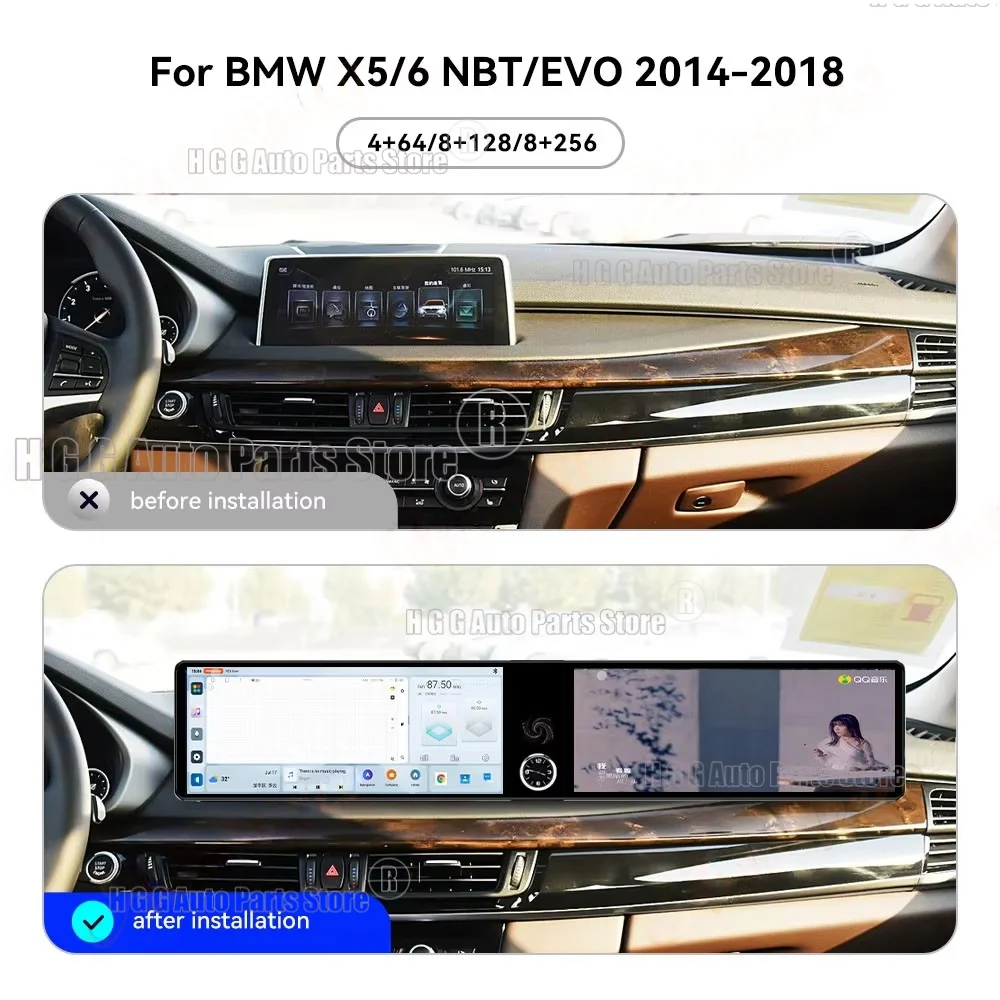 

Dual Screen 12.3 Inch Carplay Android 14 For BMW X5 F15 X6 F16 X5M X6M 2014-2018 Car Multimedia Player GPS Navigation Head Unit