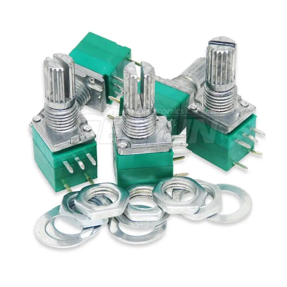 5 Buah RV097 RK097 5K 10K 20K 50K 100K 500K dengan Sakelar Audio 3pin 5pin 6pin 8pin Poros 15Mm Amplifier Potensiometer Penyegelan