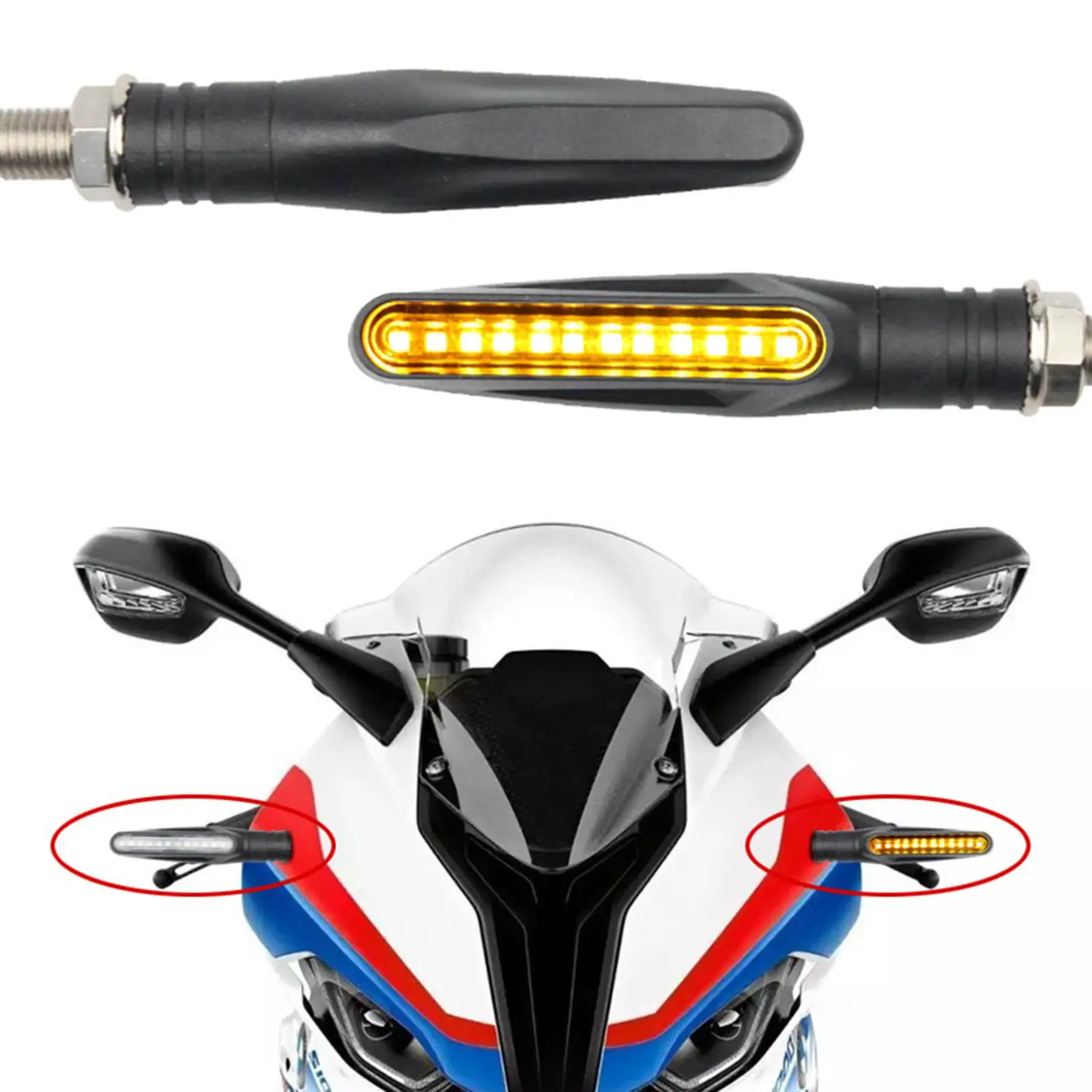 Pair of 12LED Foldable Motorcycle Indicators Orange Blinker