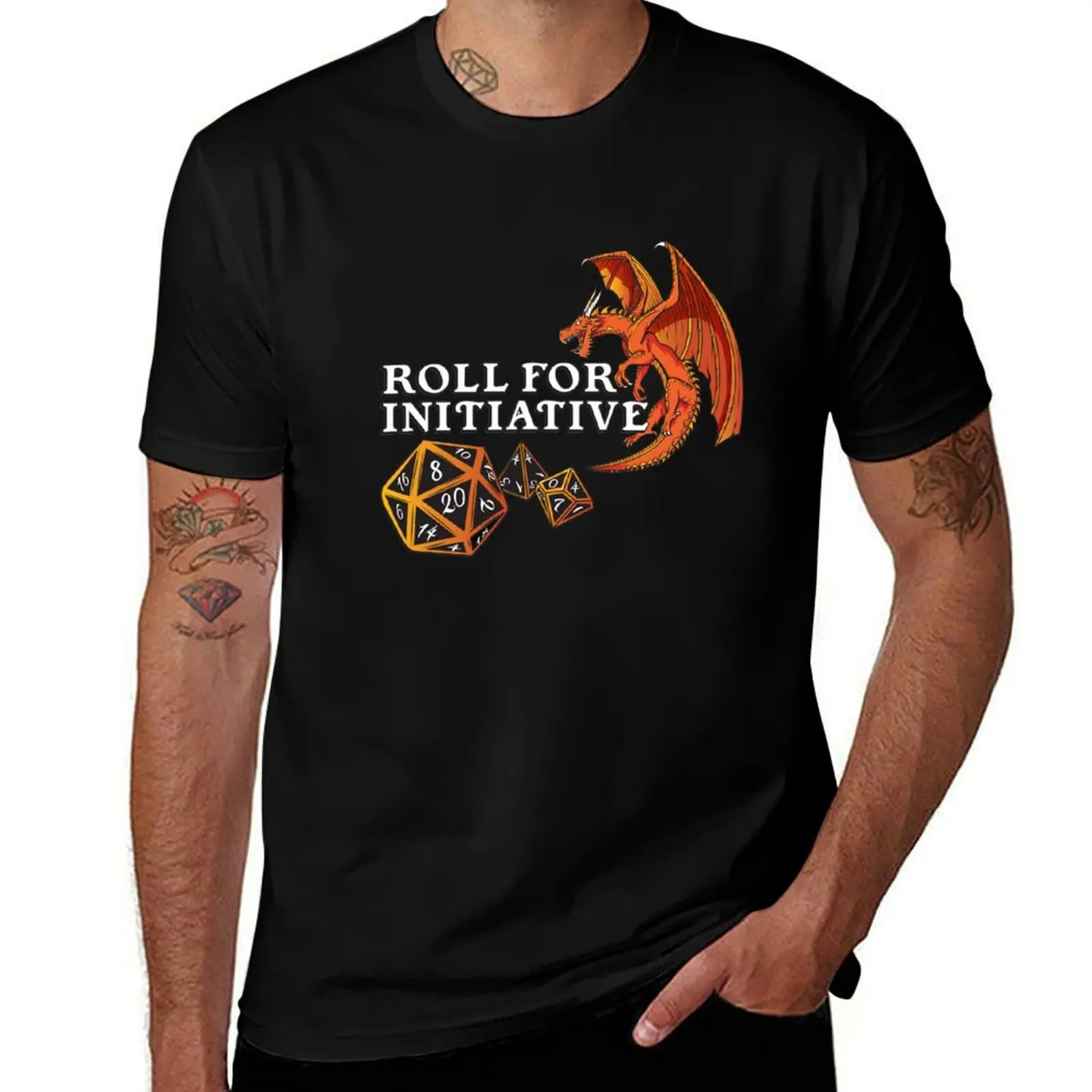 

Initiative Dragon d20, Dice, Dungeon T-Shirt Basic Solid Color Casual Tee Shirt