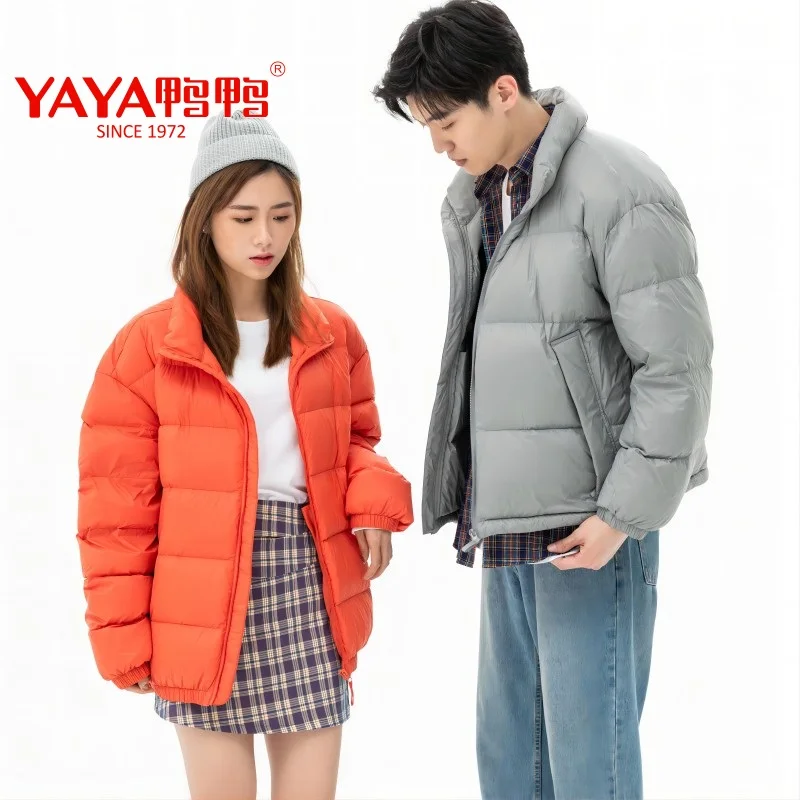 YAYA 2023 Women Winter Duck Down Jacket Casual Loose Stand-Up Collar Coat Light Easy Clothes Waterproof Windproof Warm Outwear