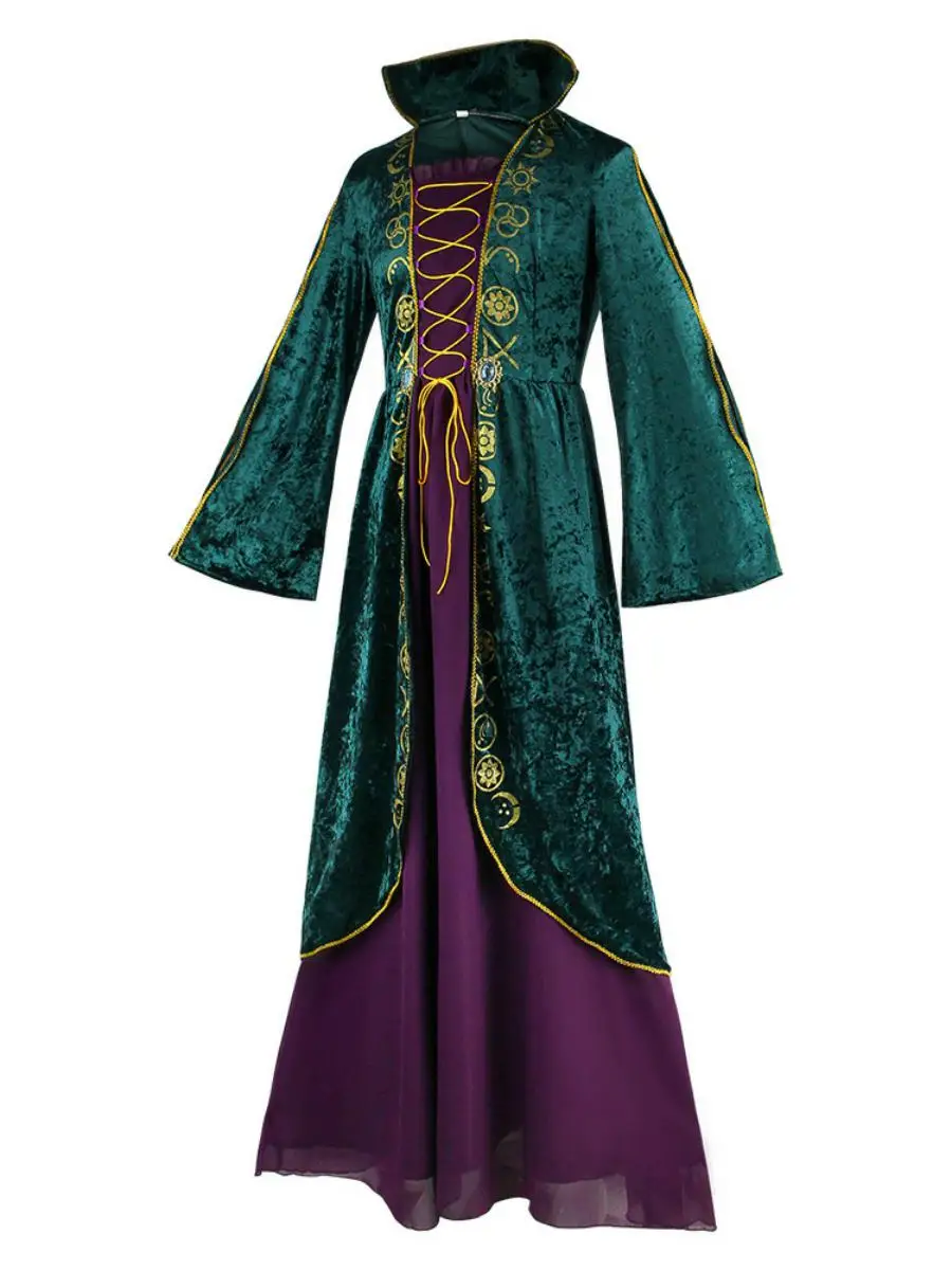 ชุดคอสเพลย์แม่มดวิลลี่เฟรด ดร. ยุคกลาง สำหรับการแสดงบนเวที ชุดแฟนซีผู้หญิงสำหรับวันฮาโลวีน ผ้าฝ้าย สมจริงตามยุค