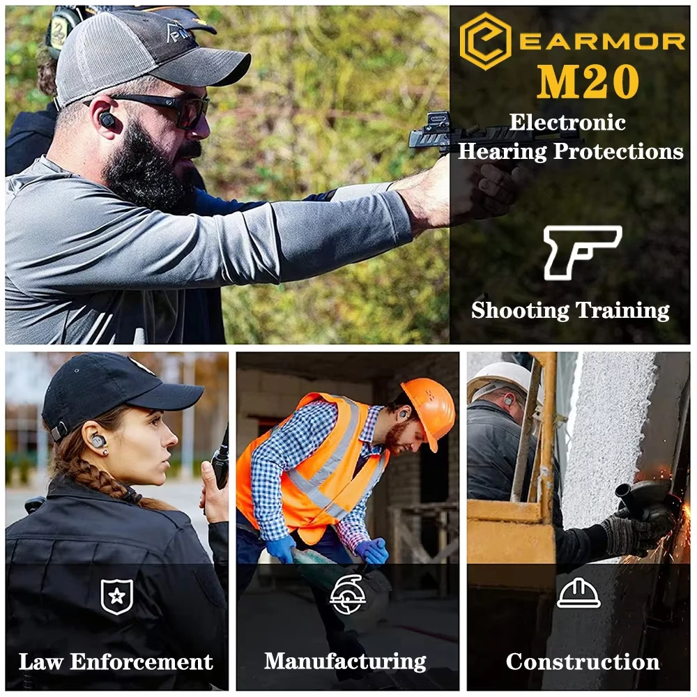 سدادات الأذن الإلكترونية EARMOR M20 سدادات الأذن التكتيكية النشطة مطلق النار غطاء للأذنين حماة السمع الإلكترونية الملحقات التكتيكية