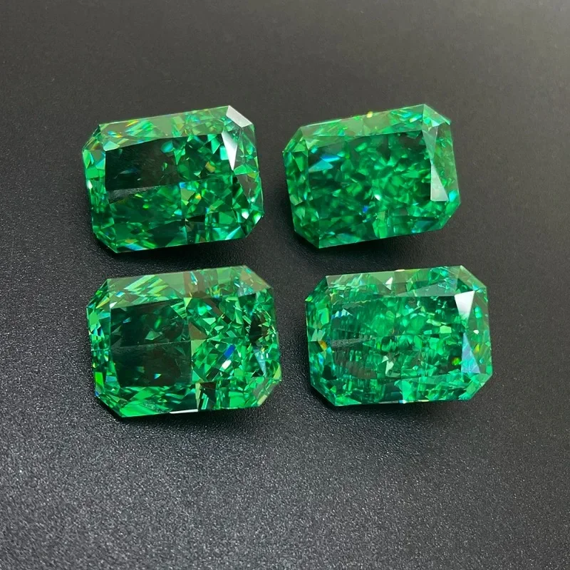 High Carbon Diamond Lab Zircon Cubic Zirconia Green Octagon Crushed Ice Cut Radiant Cut 5A+ Quality