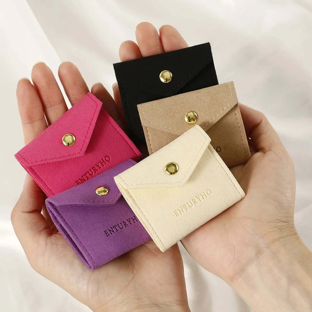 Customized Jewelry Bags Envelope Packaging Bags Microfiber bracket earring Packaging Bags Customized with Your Logo Wholesale