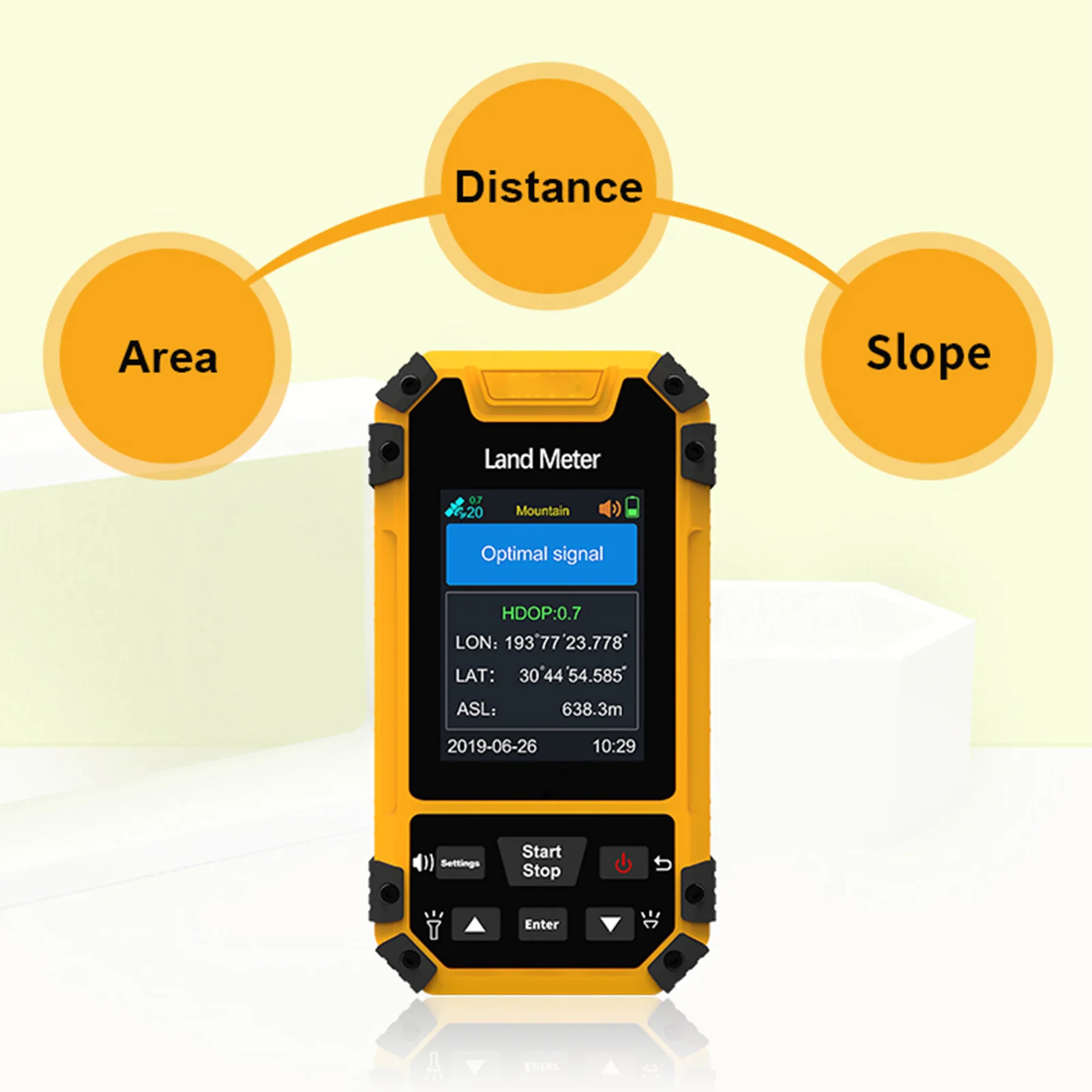 آلة مسح الأراضي المحمولة مقياس منطقة الأرض 2.4in عرض إخراج البيانات صوت يطالب نظام تحديد المواقع أداة قياس مسح الأرض #2