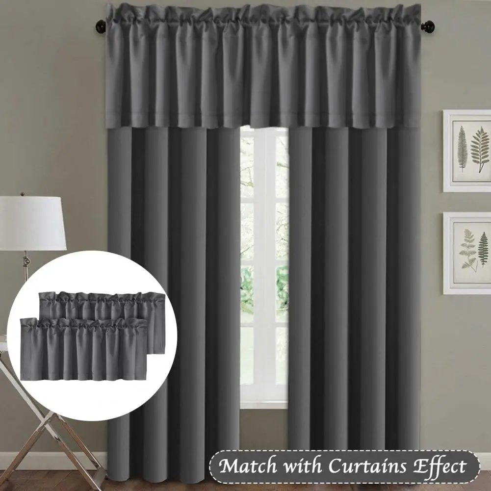 

2 Pcs Blackout Valance Thickened High Shading Kitchen/Bathroom Soft Silky Window Decoration Privacy Blackout Curtain Drapery