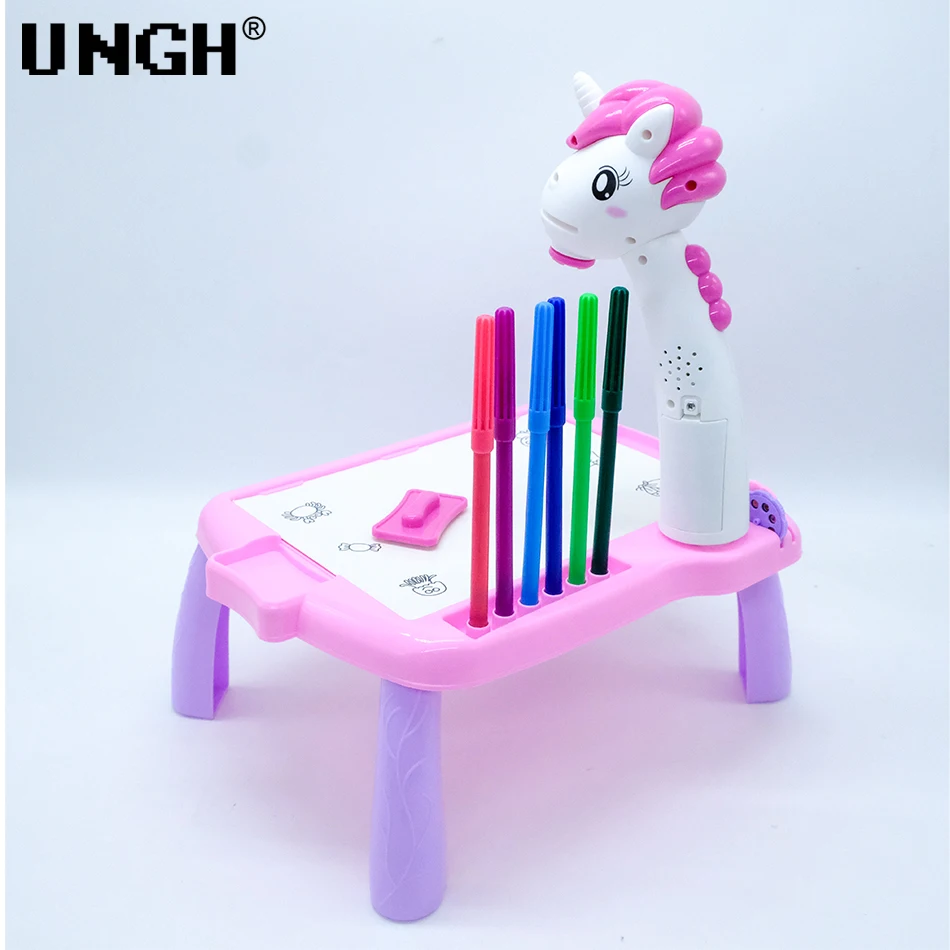 UNGH Children led projector drawing table toy painting set table educational board learning tools painting toys for children