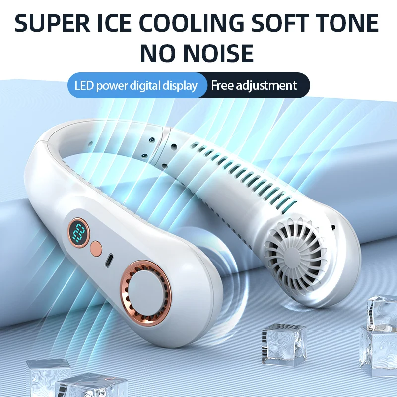 New 3000mA Portable Mini Hanging Neck Fan Bladeless Neckband Fan Digital Display Power Air Cooler USB Rechargeable Electric Fans image 5