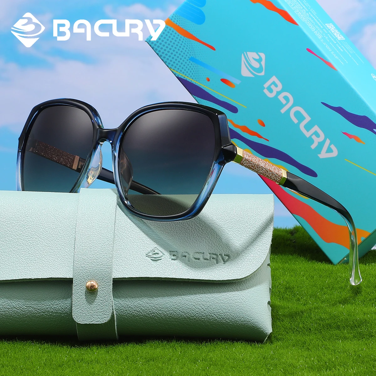 BACURY 1PCS Fashionable Trendy Women Polarized Sunglasses Large Frame Comfortable Wearing Walking Traveling Driving Men Glasses