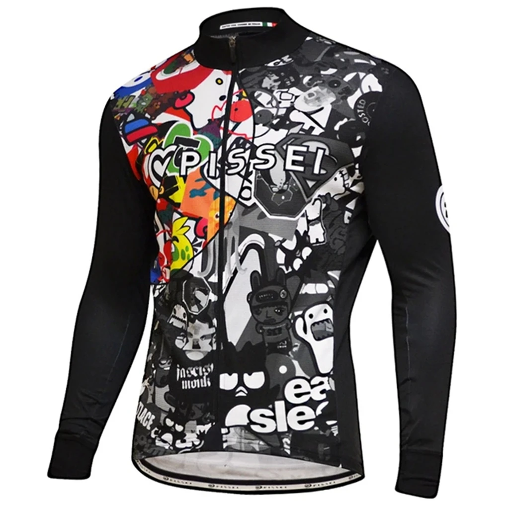 Pissei Men's Bike Outdoor Sports Jacket Cashmere Warm Jersey Long Sleeve Winter jacket mountain biking Long cycling jersey