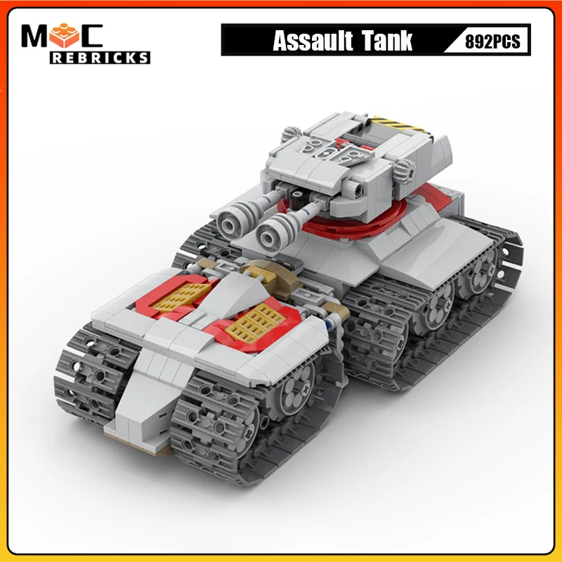 MOC-143241軍用攻撃戦車ビルディングブロック、装甲車両モデル、小さな粒子の組み立てレンガのおもちゃ、子供へのギフト