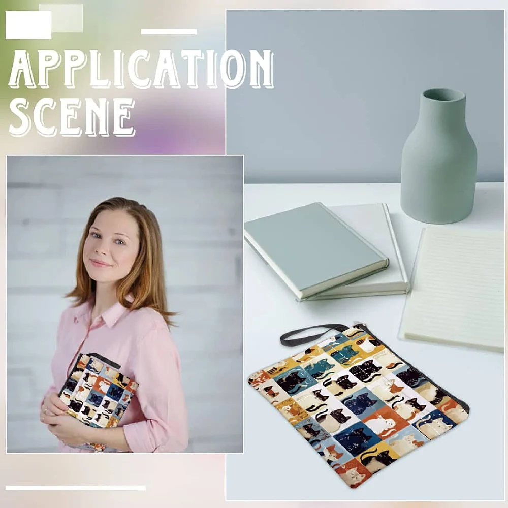 1pc Polyester Book Cover Notebook Wraps Rectangle Cat Shape 290x240mm