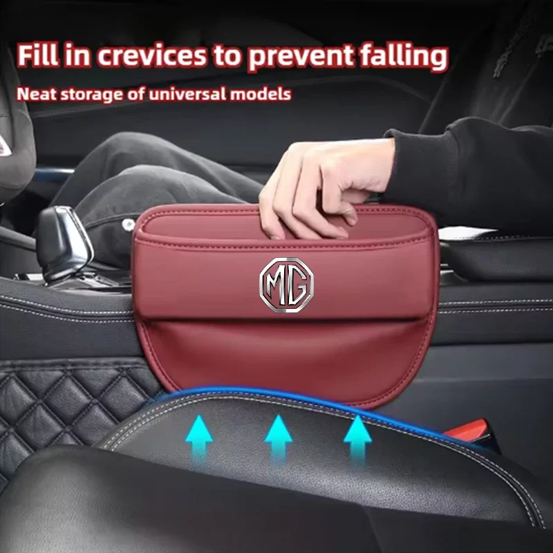Organizador de Fenda para Banco de Carro MG, Bolso de Armazenamento em Couro PU para MG3 GT MG6 HS ZS MG5 GS MG7, Acessório para Preenchimento de Espa
