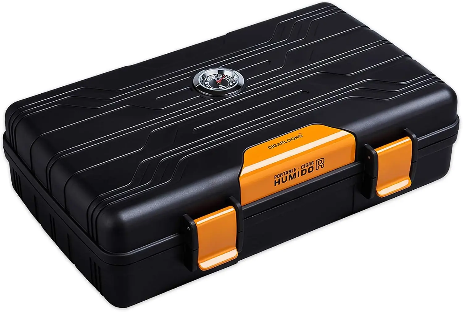 

Travel Cigar Case with Hygrometer & Humidifier, Double Layer Holds 10 Cigars, Orange Color