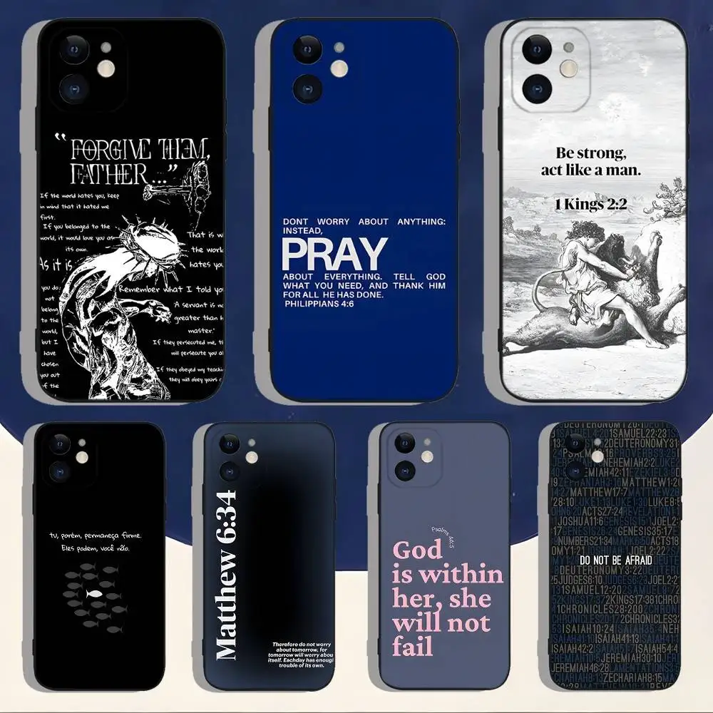 

Christmas Bible Verse Christian Phone Case For iPhone 16,15,14,13,12,11,Pro,Max,Plus,X,XS,XR,8,7,Mini,Soft Silicone Black Case