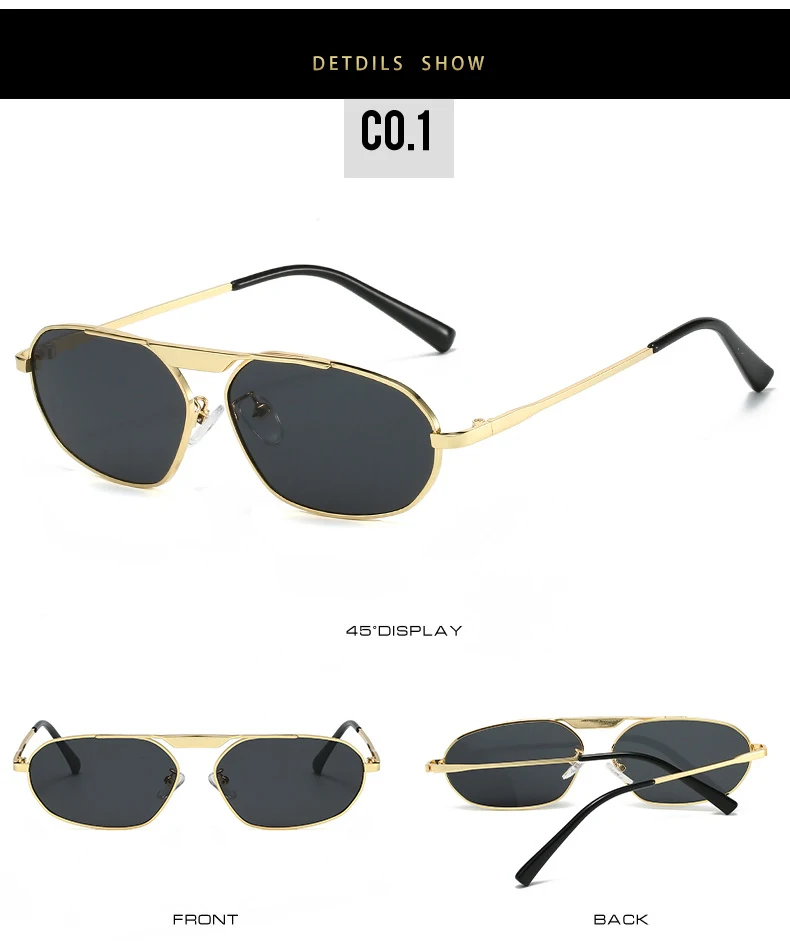 SO&EI Retro Unregelmäßige Polygon Cat Eye Metall Frauen Sonnenbrille Mode Marke Designer Männer Shades UV400 Punk Sonnenbrille – Detail 7