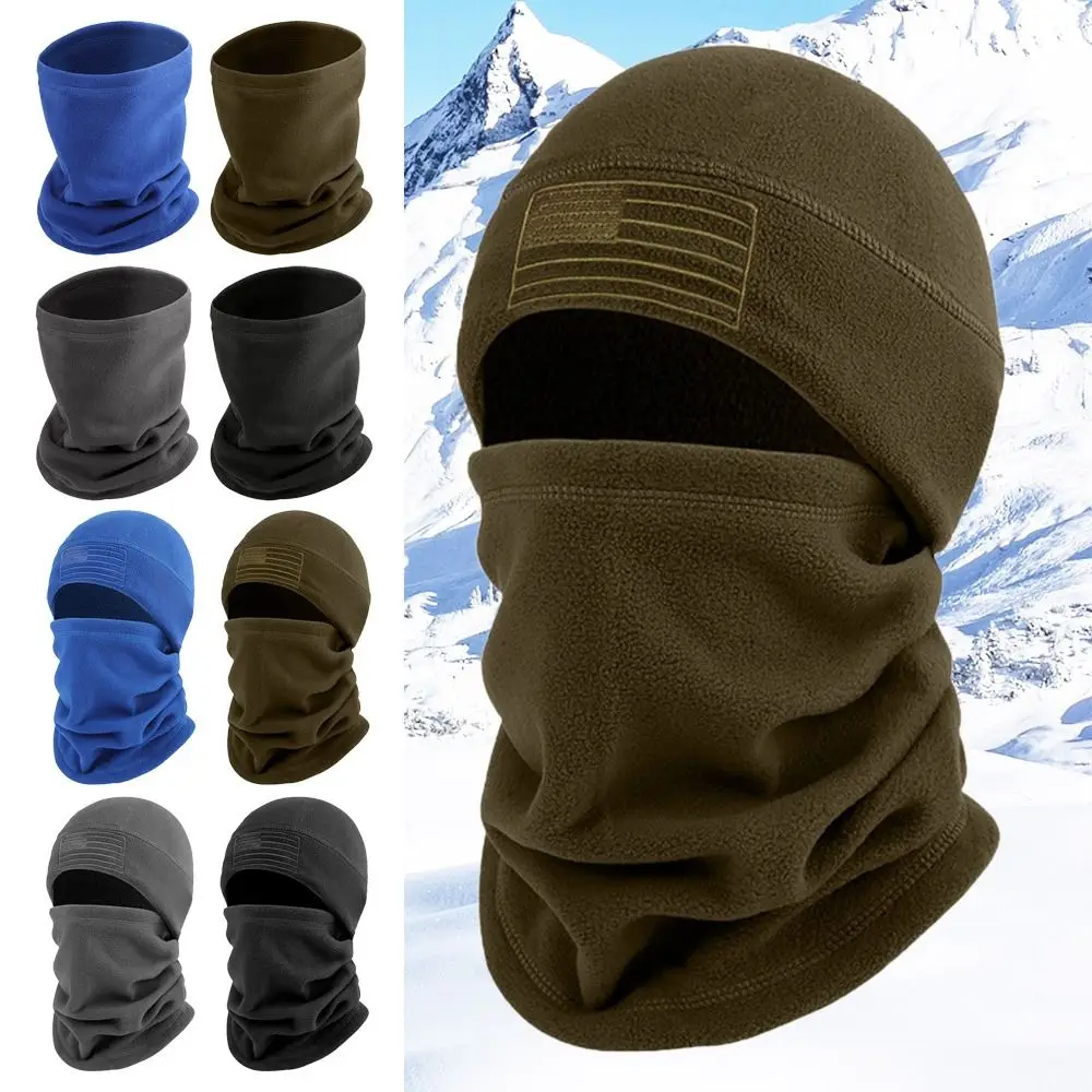 

Cold Protection Fleece Hat Scarf Set Thick Solid Color Beanie Scarf Neck Warmer Women Men