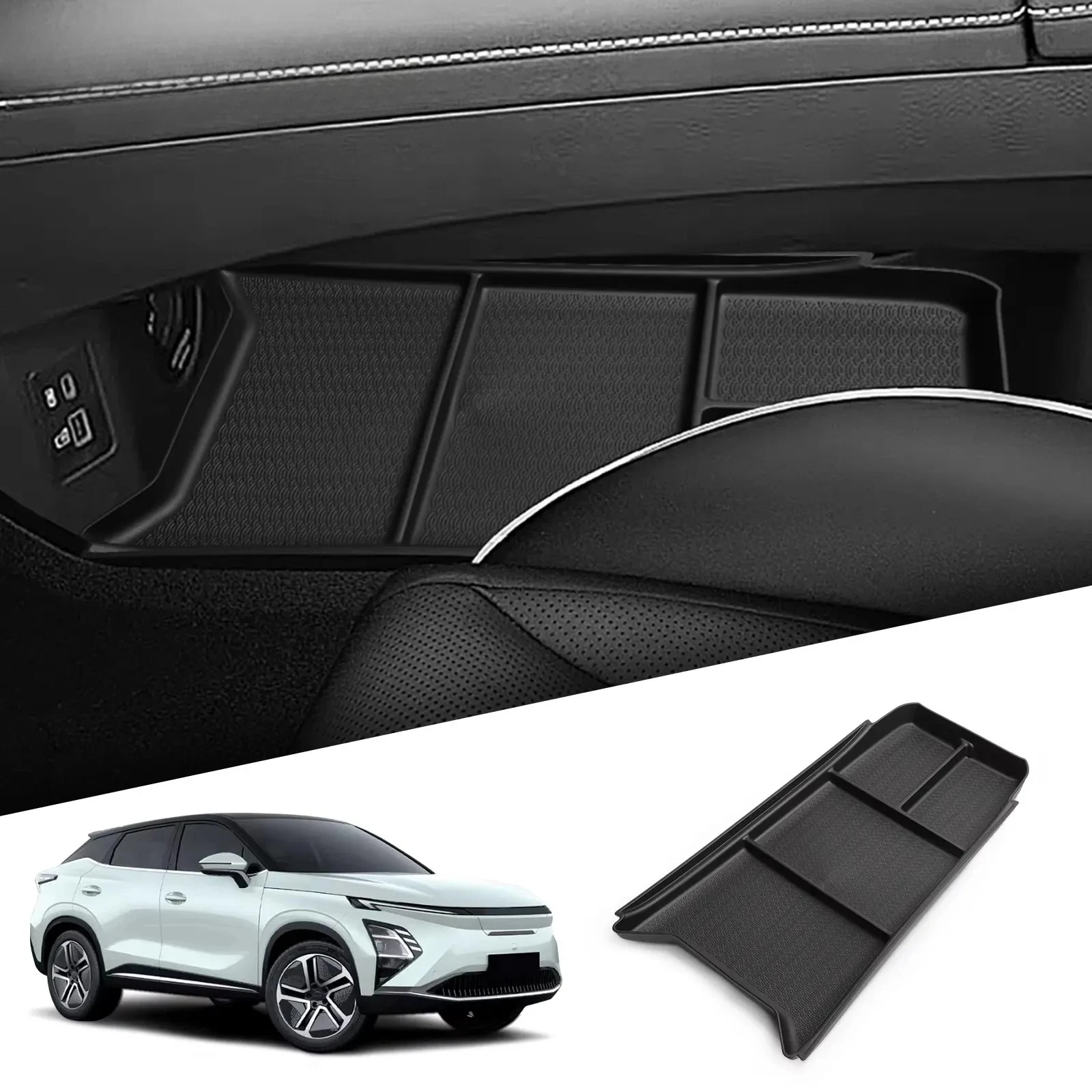 Center Console Lower Storage Box for Chery OMODA 5 C5 2024-2025 Drop-in Organizer Tray with Non-Slip Mat Keep Small Items Tidy
