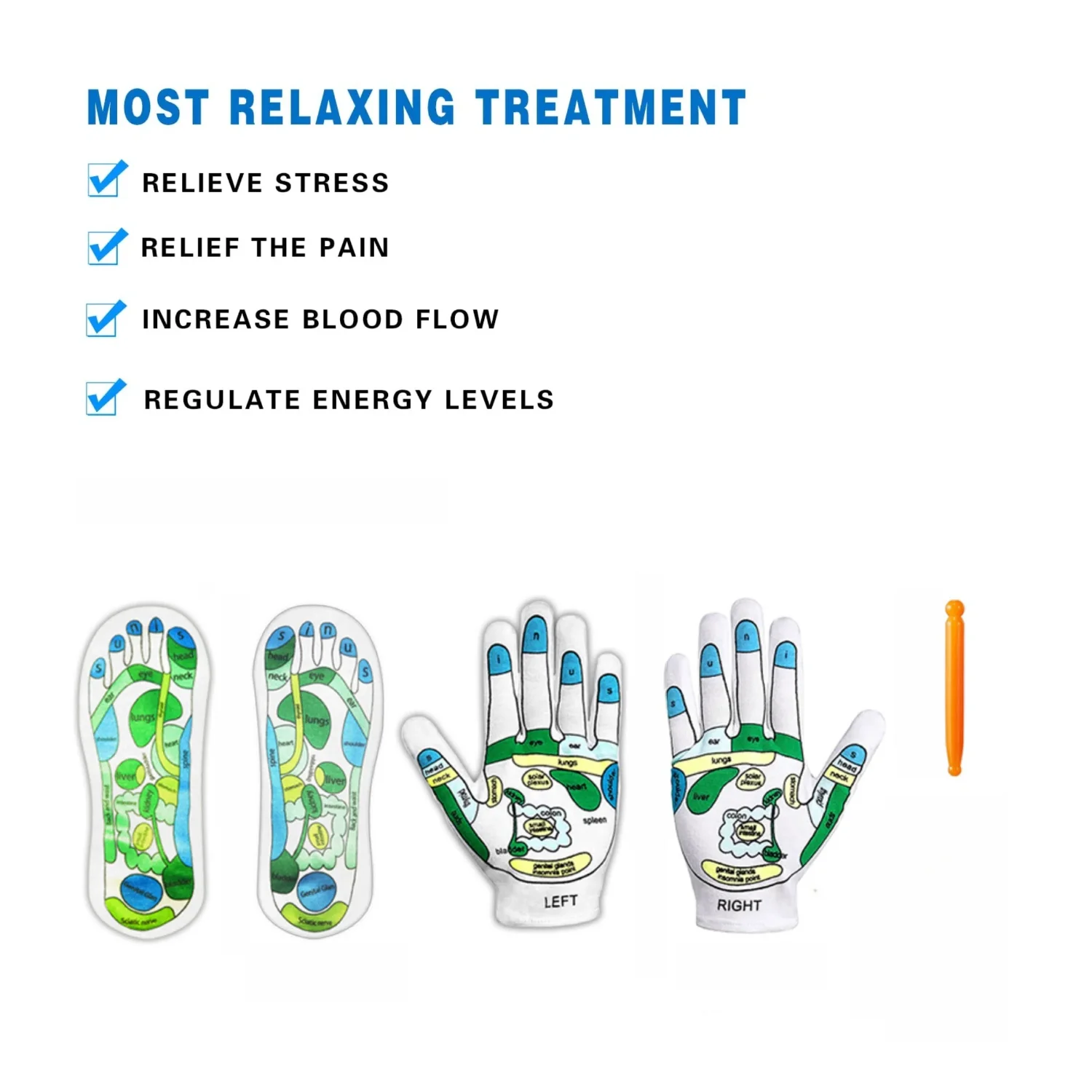5PCS Reflexology Therapy Socks and Gloves Set with Massage Tool - Relief for Fibromyalgia, Boosts Blood Flow, Energy Regulation  image 2