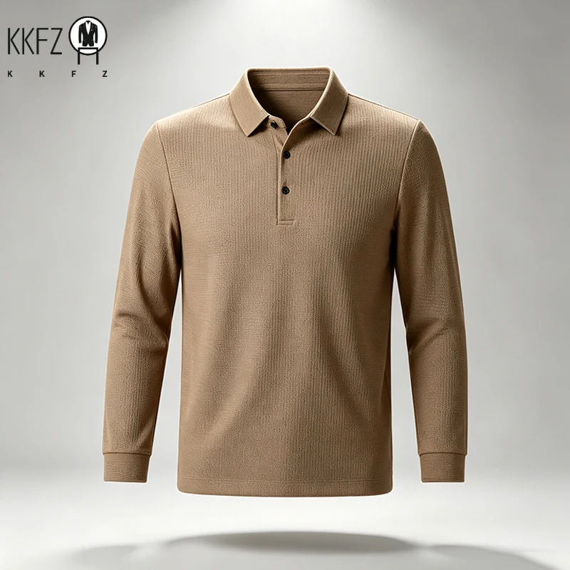 Male Urban Fashion Long Sleeve Polo Shirt Lapel Collar Comfort Texture For City Commute And Daily Street Leisure Matching Look