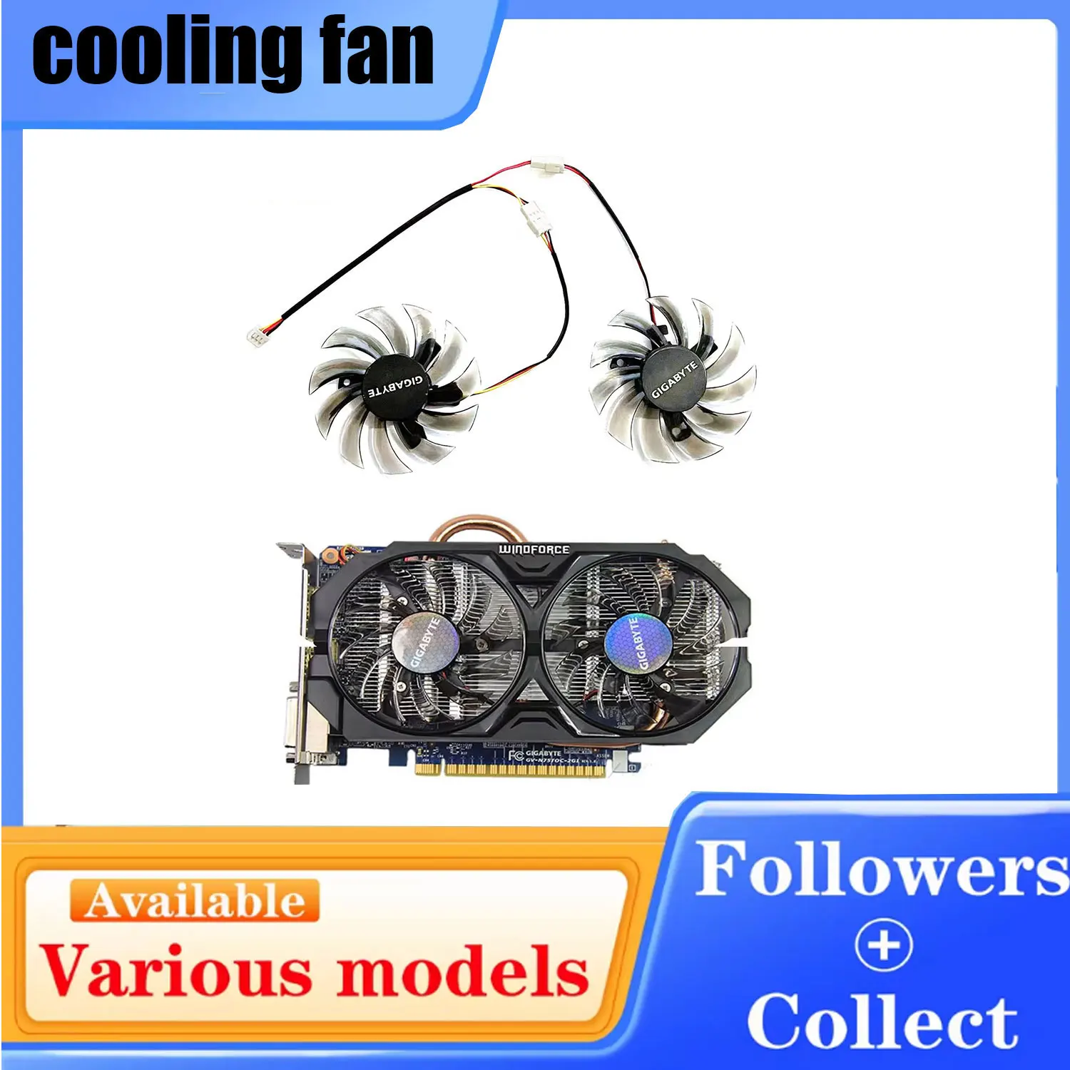 Cooling Fan 3PIN 75MM PLD08010S12H T128010SM Suitable for Gigabyte GTX 460 465 560 Ti 580 650 750Ti Graphics Card