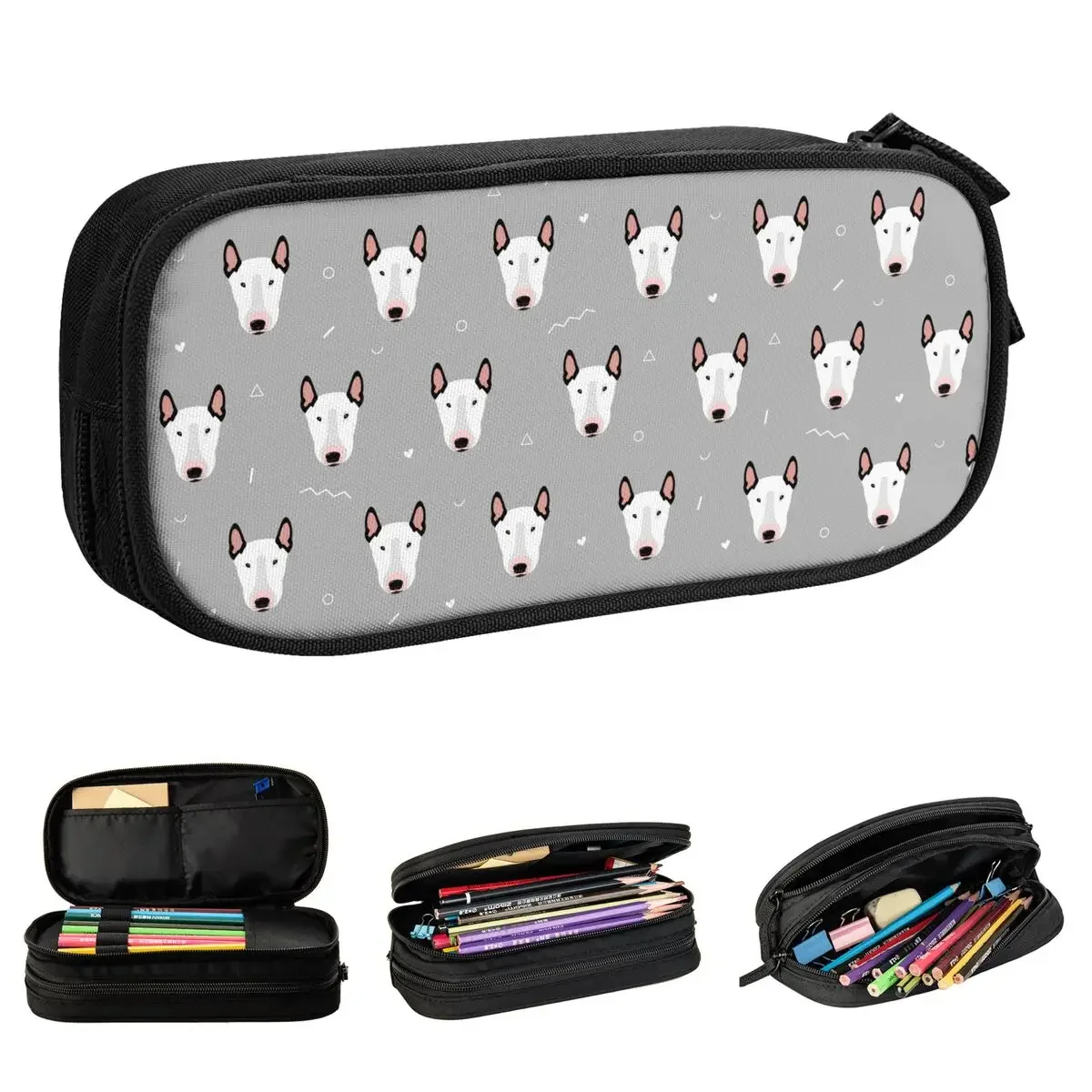 Little Bull Terriers Pencil Case New Cute Dog Animal Pen Bags Student Big Capacity Students School Gifts  Pouch