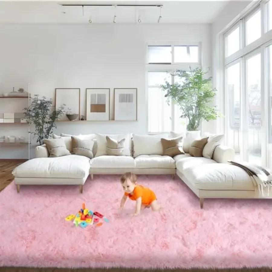 

Pink Area Rugs 9x12 for Living Room and Bedroom Soft Fluffy Shag Carpet with NonSlip Backing Ideal for Rooms and Indoor Use Ext