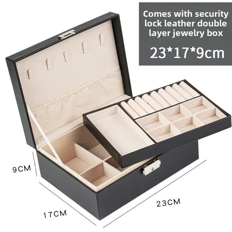 Lbarley Double-layer Large Capacity Jewelry Box Earrings Necklace Ring Jewelry PU Leather Jewelry Storage Box